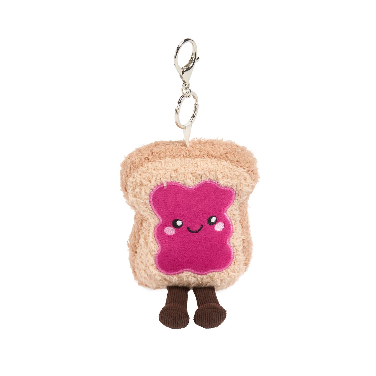 OHS Jam Toast Keyring 8cm Novelty Keyrings Bag Charm Keychain for Keys Bags Backpacks Decor Key Chains for Women Girls Bag Accessories Key Holder Stocking Filler Fun Gifts, Hot Pink/Natural