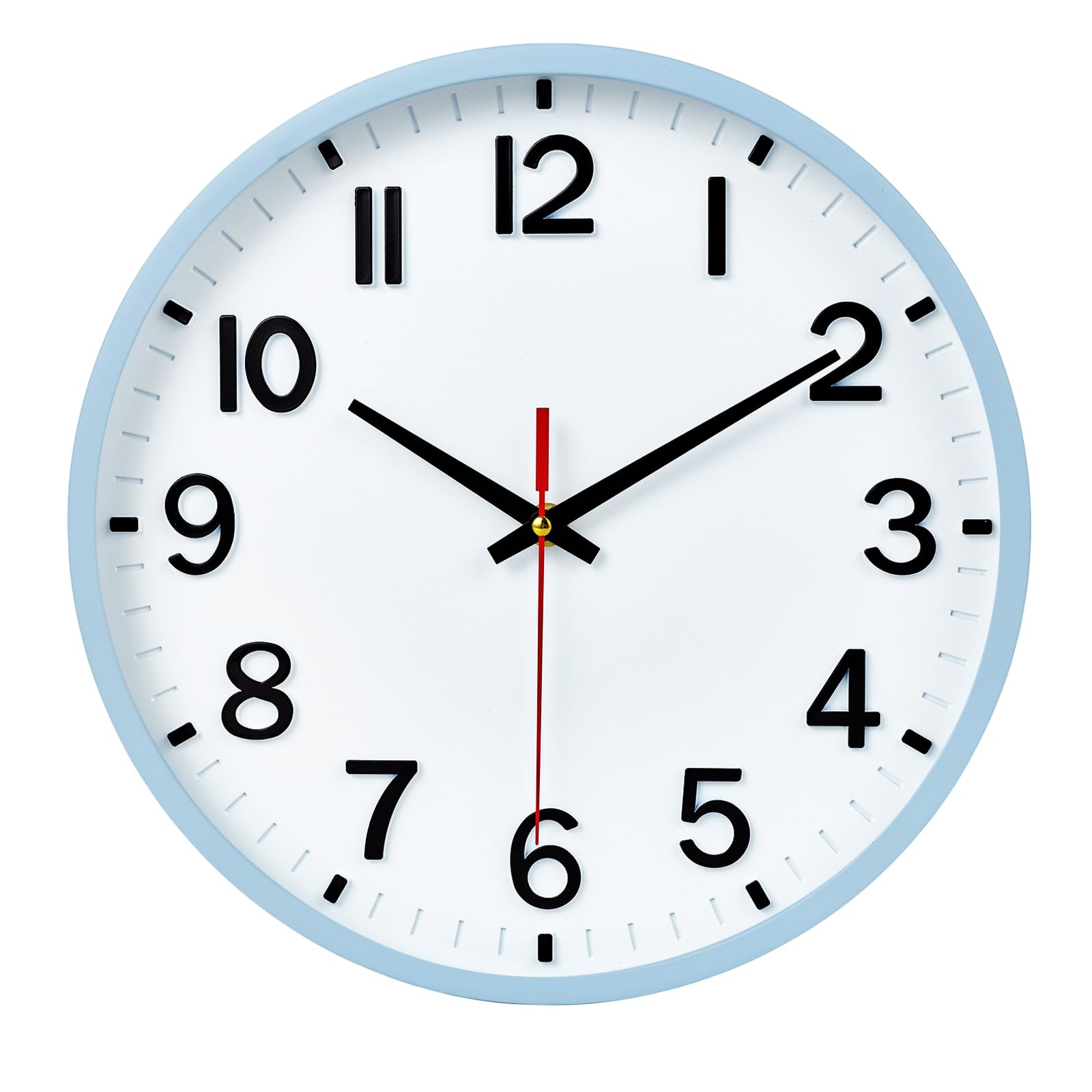Moiubik Wall Clock 8" Silent Non-Ticking,Modern Wall Clocks Battery Operated for Living Room Bedroom Kitchen Office Classroom Decor(Blue white)