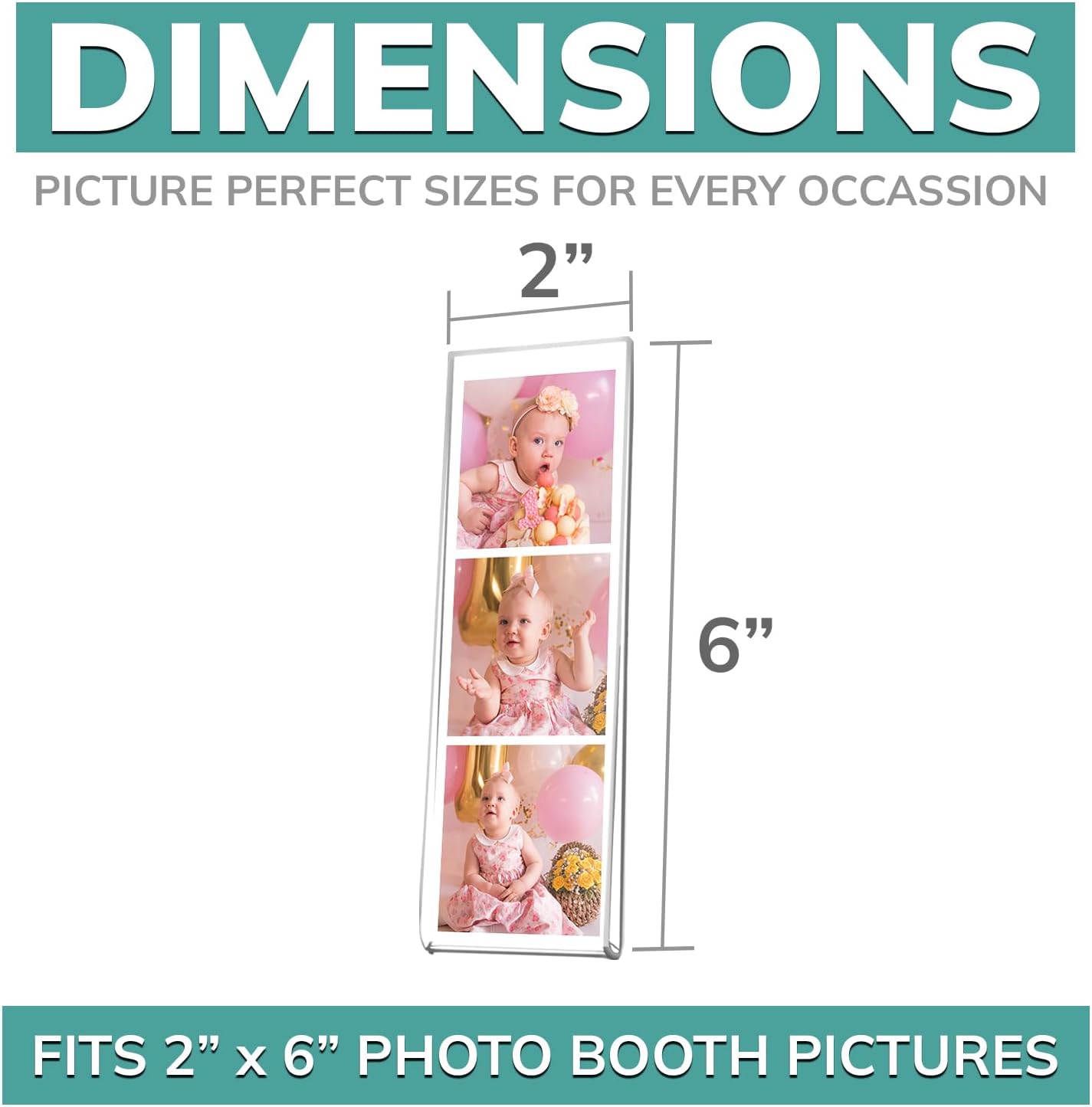 pbf PHOTO BOOTH FRAMES 2x6 Magnetic Picture Frames for Refrigerator | 2 x 6 Clear Magnetic Acrylic Frames for Photo Strips | Magnetic Photo Holders for Fridge, Locker, Sign Holder (50-Pack)