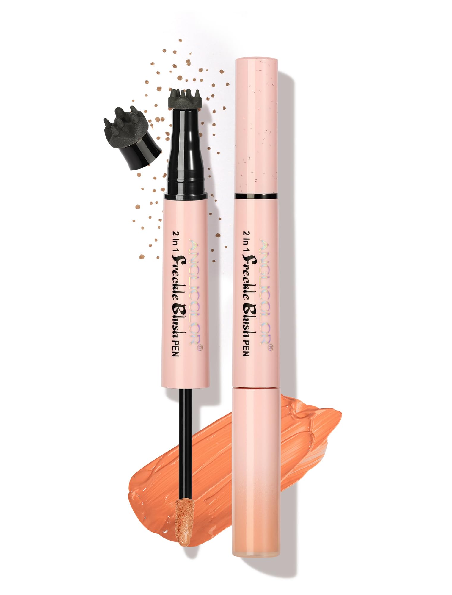 Anglicolor Penna blush per lentiggini,Pennarello per lentiggini finte 2 in 1,fard liquido rosa tenue,naturale,realistico,impermeabile,a lunga durata,ad asciugatura rapida (02 MOCHA)