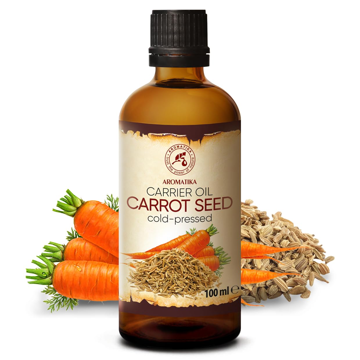 AROMATIKA Carrot Seed Carrier Oil 100 ml, Cold Pressed Pure Daucus Carota Base Oil, Natural Oil for Face Skin, Body - Image 2