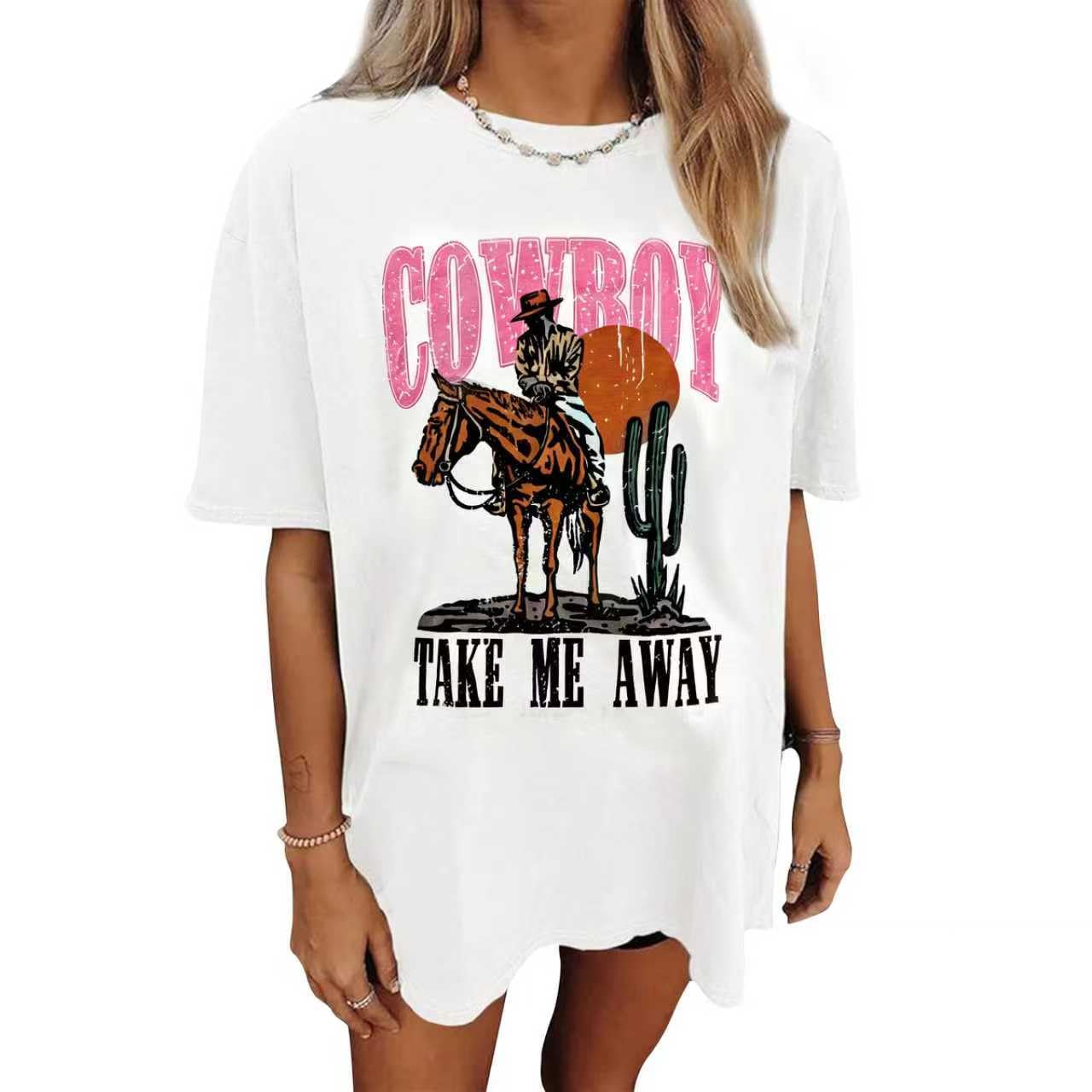 Women's Western Cowboy Cowgirl Shirts Vintage Rodeo Graphic Tops Short Sleeve Country Mus…