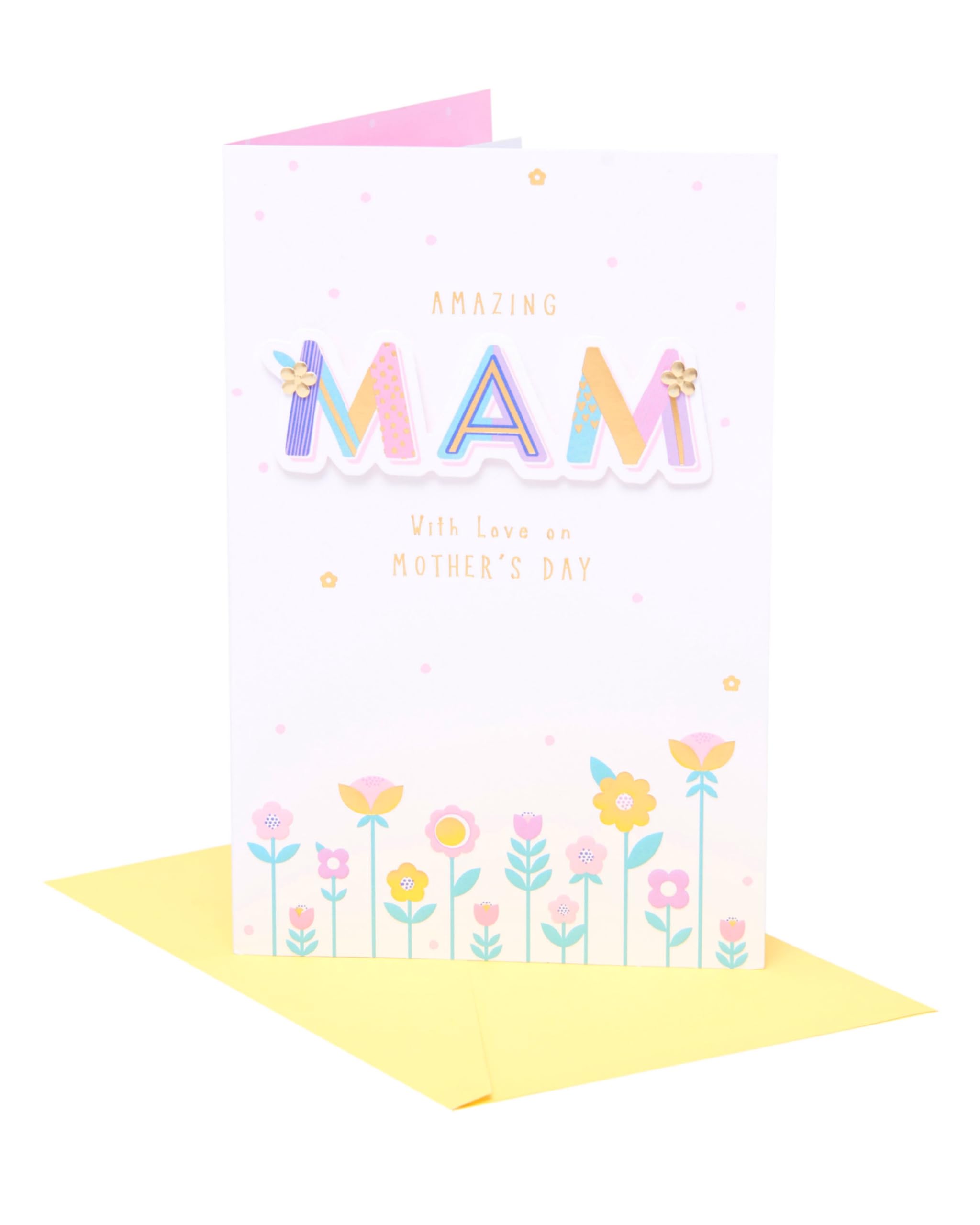 UK Greetings | Mother's Day Card for Mam | Card for Mum, Grandma, Wife | Her, Girls, Women | Floral Design | With Envelope | 22.9 x 14.9 cm