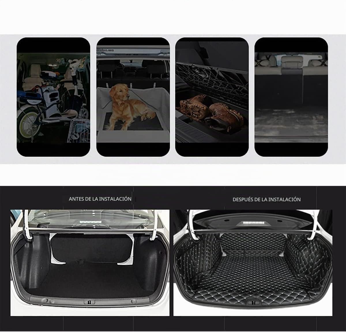 Coche Alfombrillas Maletero para EBRO S700 2024 2025, Impermeable Bandeja Forro Cuero Maleteros Alfombra Accesorios Antideslizante Protectora Estera, B-Black