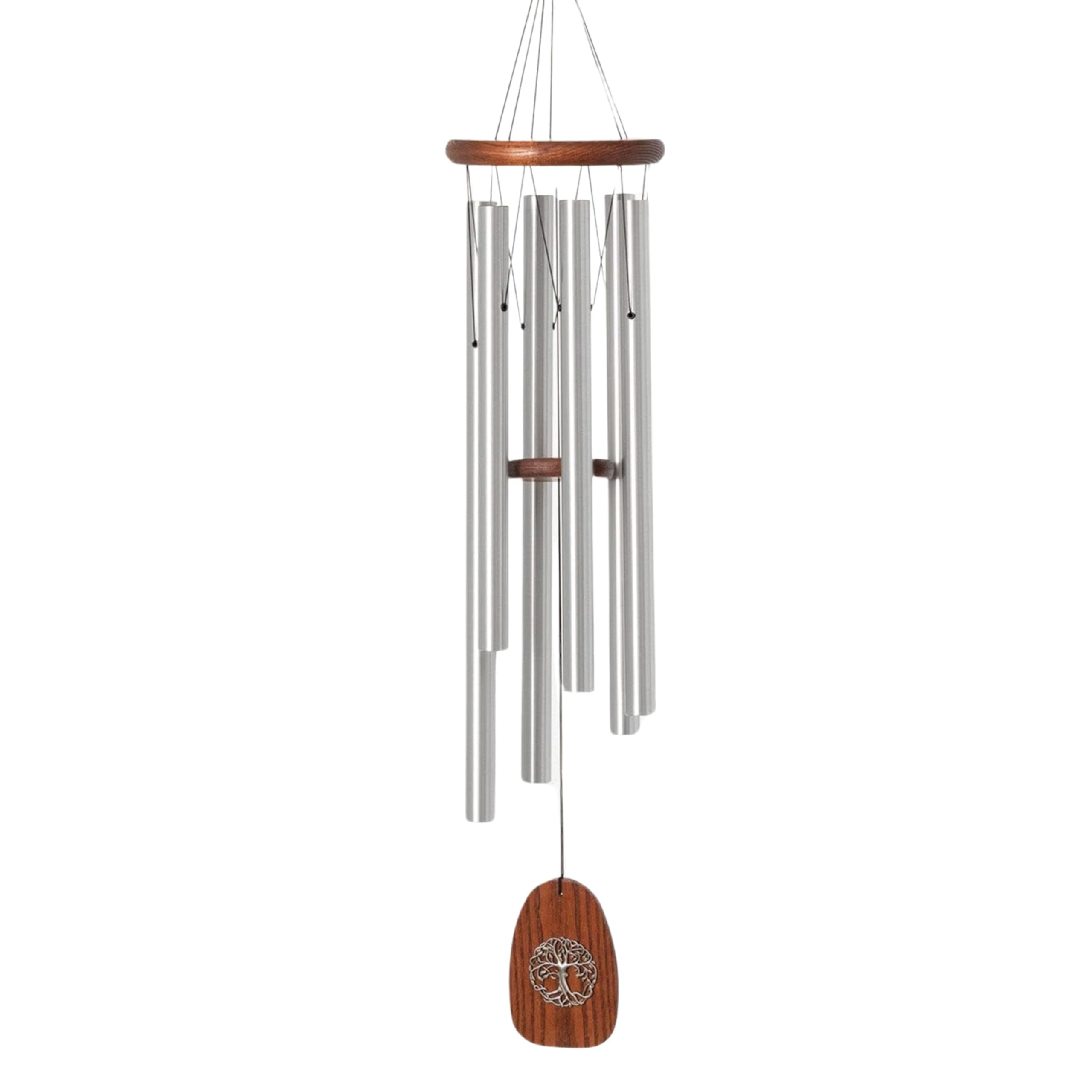 Woodstock Chimes Signature Collection, Woodstock Tree of Life Chime, 37'', Silver Wind Chimes for Outdoor, Patio, Home or Garden Decor (TOLB)
