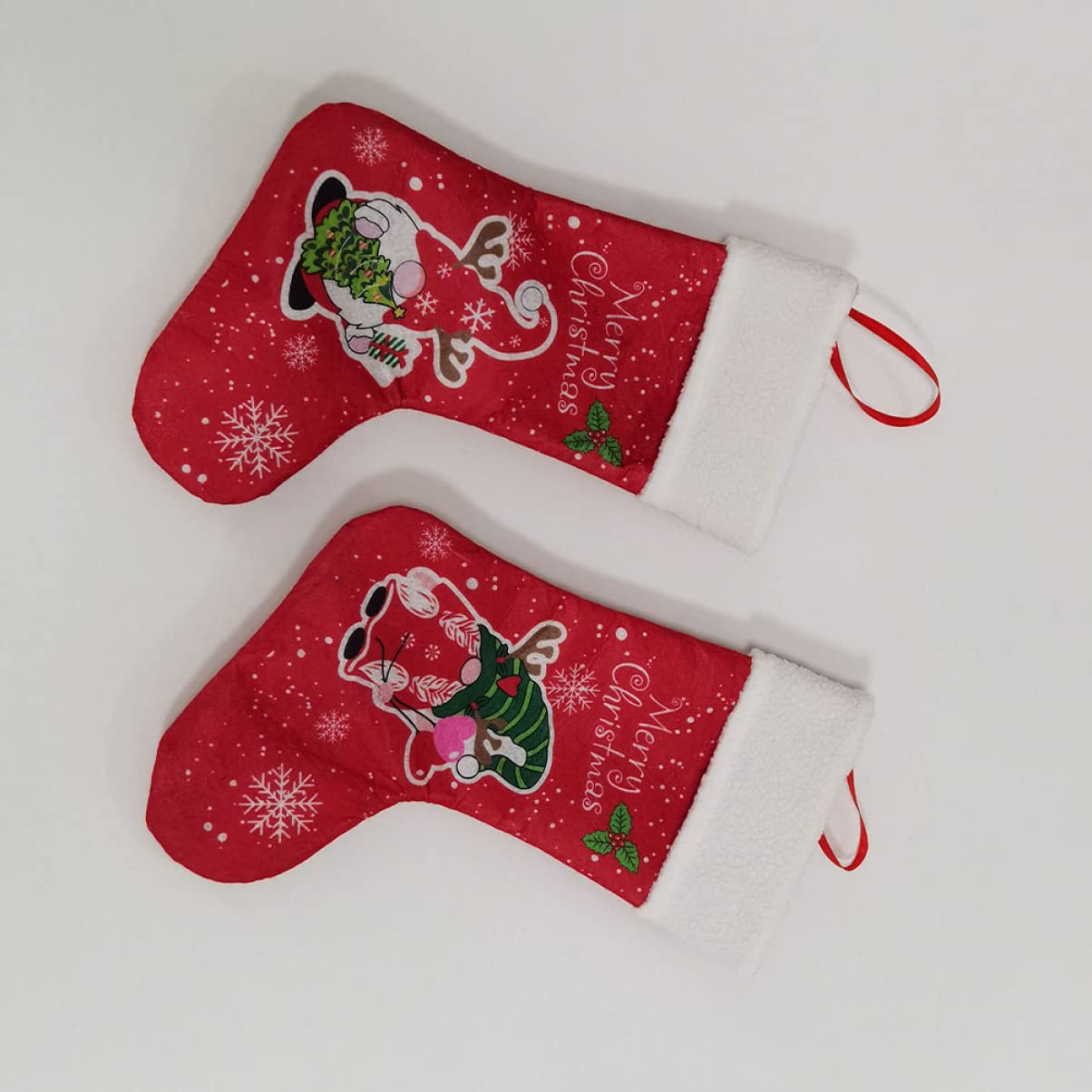 MAGICLULU 6 Sätze Weihnachtsstrumpf-geschenktüte Girlande Baum Weihnachtsstrumpf Mit Füßen Ornamente Mann Plüsch Weihnachten Dekorationen Socke Vliessocken Rot 2 Stück * 6