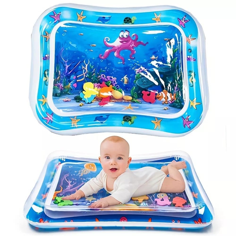 Baby Kids Water Play Mat Toys Inflatable Tummy Time Leakproof Water Play Mat, Fun Activity Play Center Indoor and Outdoor Water Play Mat for Baby Random Design-image-15