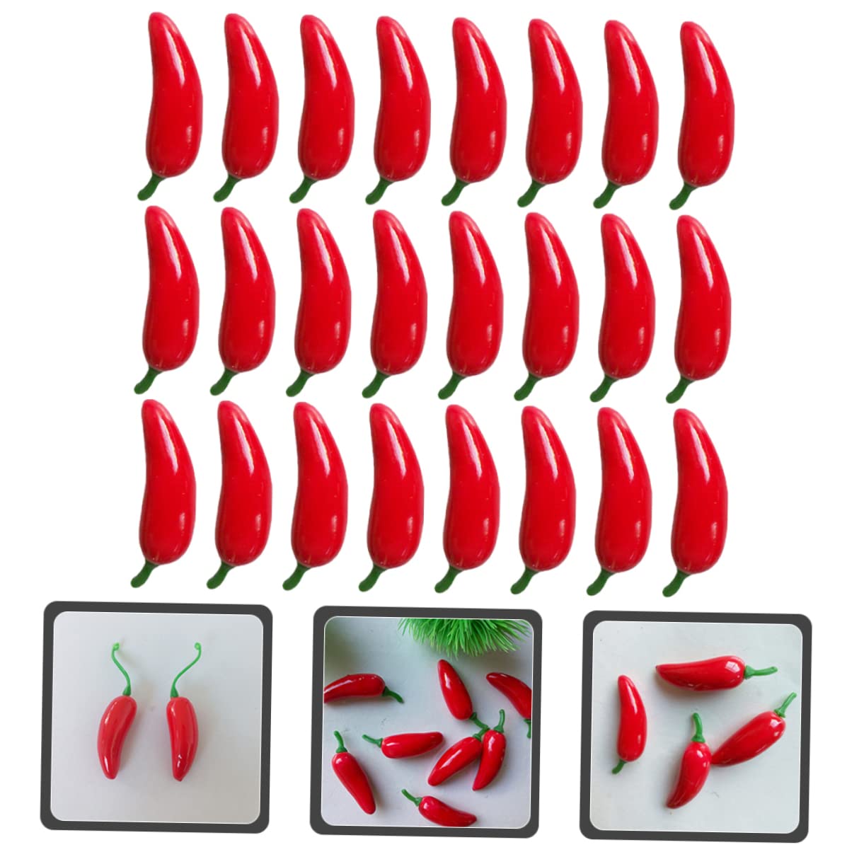 Zerodeko 400 Pièces Poivre Artificiel Mini Décor Jouet Alimentaire Mini-Aliments Piment Simulé Faux Piment Petit Piment Fort Piment Décoratif Nourriture Modèle Végétal Rouge Mousse
