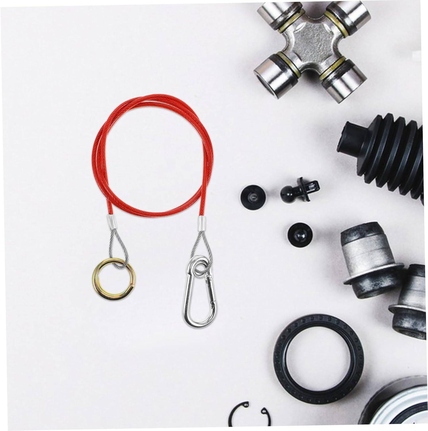 Red Trailer Breakaway Switch Cable 1m 3mm, 2pcs Hook Set