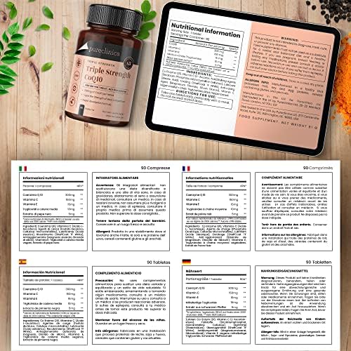 Fermented CoQ10 300mg x 90 Tablets. Non GMO, USP Grade. with Added Vitamin C and Black Pepper Extract for Absorption.