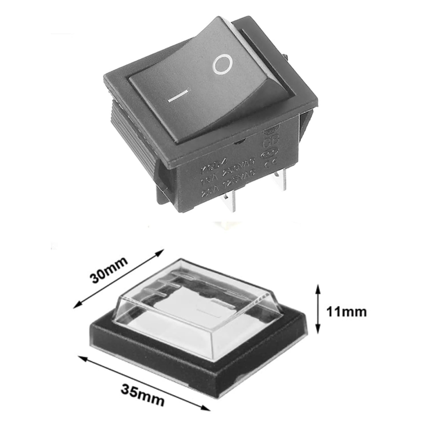 KCD4 Boat Rocker Switch 4 Pin 2 Position Rocker Toggle Switch ON/Off AC 125V/20A 250V/16A DPST Snap in Boat Rocker Toggle Switch with Waterproof Silicone Cover, 3Pcs