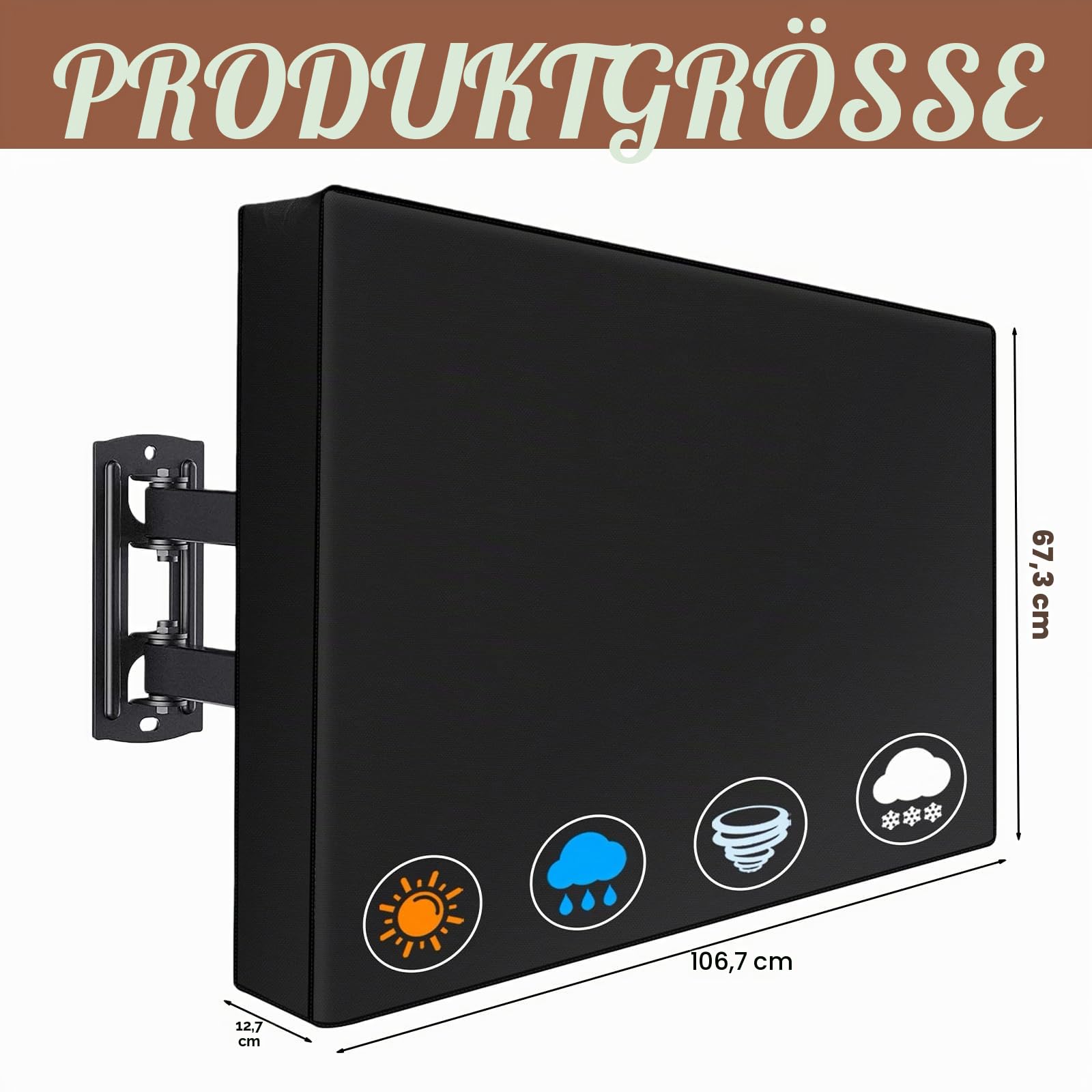 Outdoor TV Abdeckung, 40-42 Zoll TV-Abdeckung für den Außenbereich, Fernseher Bildschirmschutz Abdeckungs Universal Schutzhülle für Fernseher 600D Oxford PVC Beschichtung Heavy Duty Wetterfest Schwarz