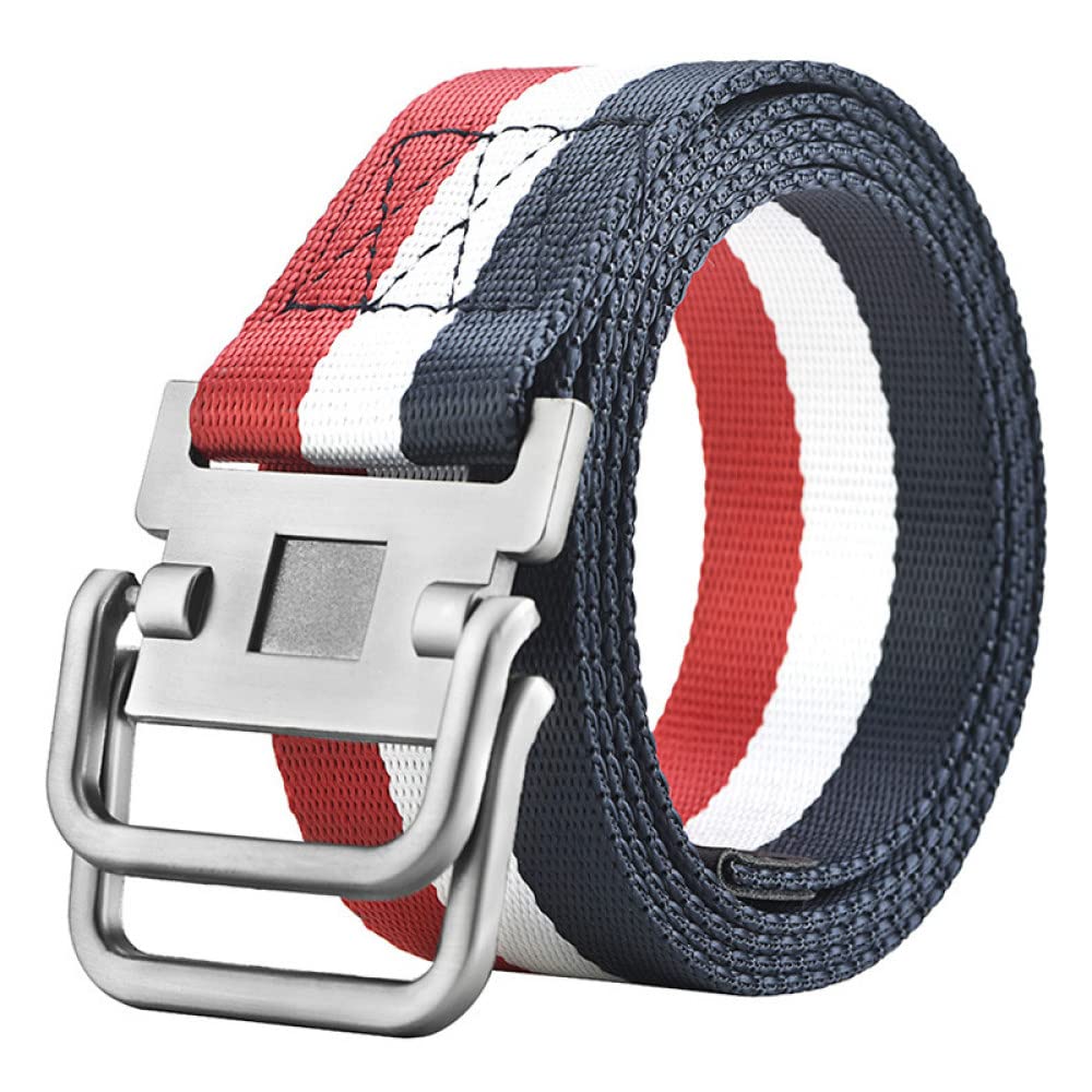 FOOOZ Double Buckle Canvas Belt Men Military Training Belts Fashion Outdoor Metal Buckle Waistband