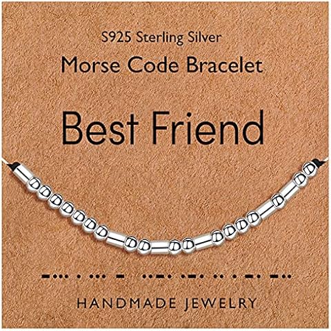 Initlove Morse Code Bracelet Inspiration Handmade Adjustable Bracelets 925 Sterling Silver Beads Bracelet Gift for Best Friend Women Girls Best Friend Cover