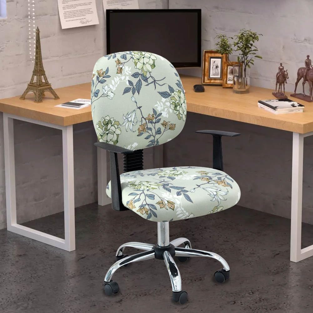 Wild Flower Office Chair Slipcovers Stretch Office Chair Slipcovers Protector Spandex Washable Chair Cover Decorative Fabric Cover