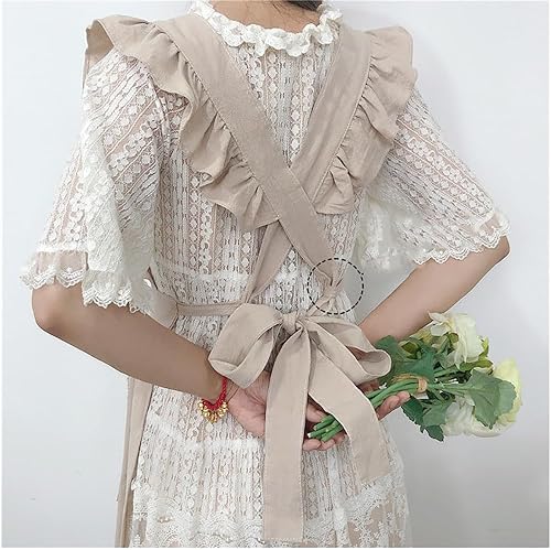 Miniatura 9 de Delantal vintage con volantes para mujer, delantales de cocina de jardín con espalda cruzada