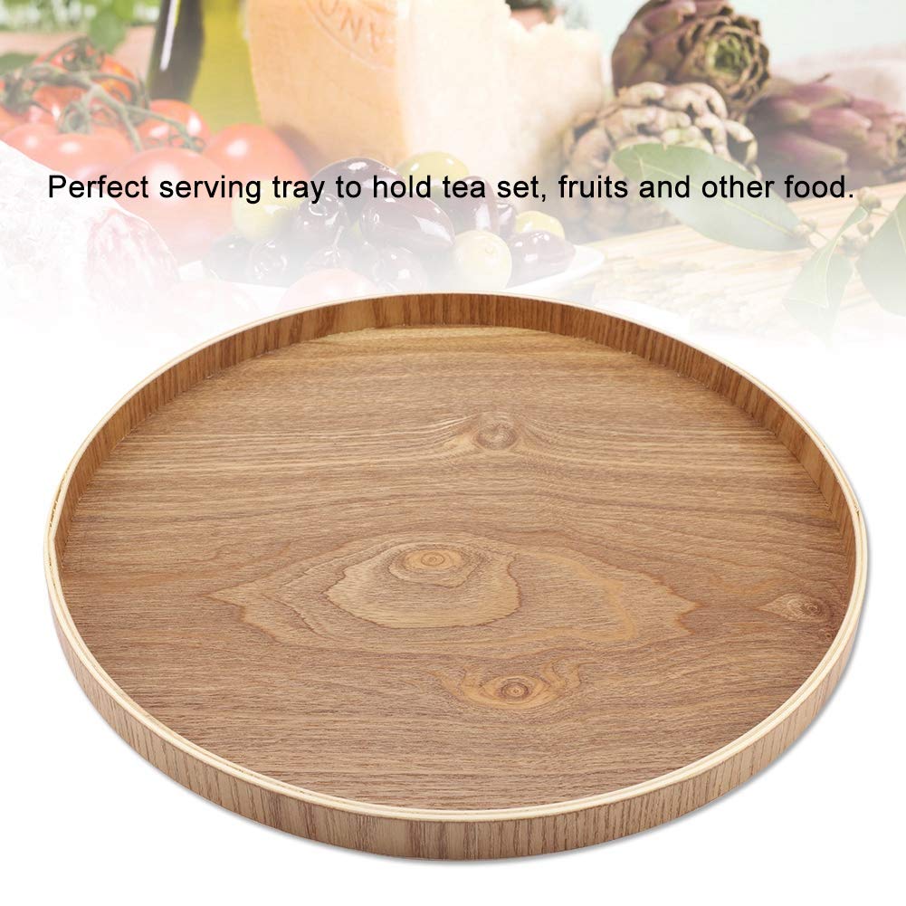 Raguso Vassoio Rotondo in Legno Naturale caffè Snack Pasti per Alimenti Vassoio di trasferimento Vassoio Multiuso per caffè Ristorante Hotel Casa Negozio 4 Formati Disponibili(33cm)