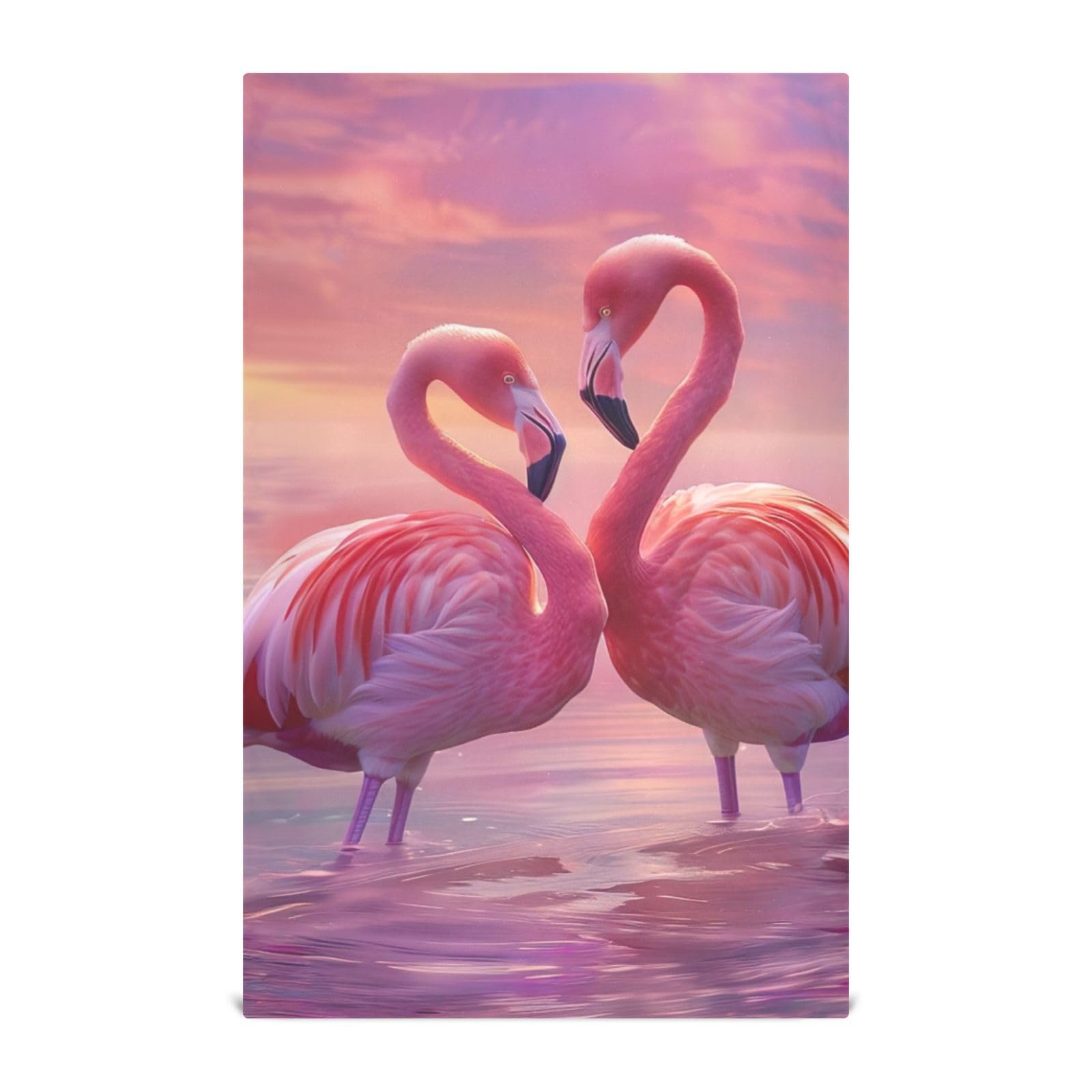 ODAWA Pink Flamingos Standing Kitchen Towles Soft and Super Absorbent Dish Towel Dish Cloth for Household Cleaning, Set of 4