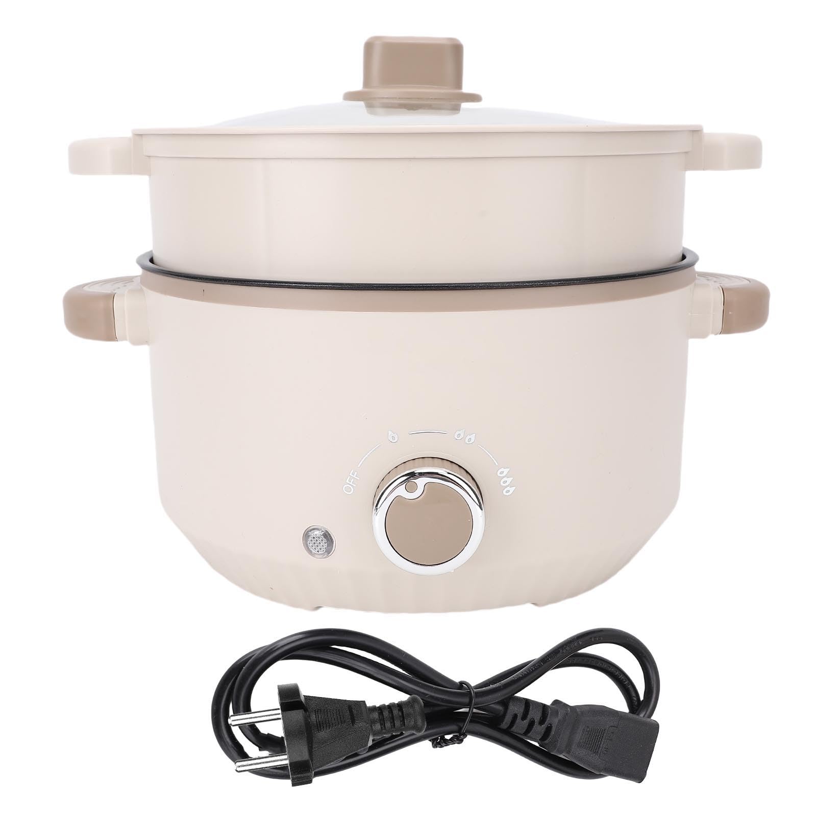 Hot Pot Electric Ramen Cooker, 3L Große Kapazität Tragbarer Heißer Pot -Schnellnudeln Kocher Multi -funktionaler Lazy -Topf mit Dampfkorb für Steak, Ei, Gebratener Reis, Ramen, (B)