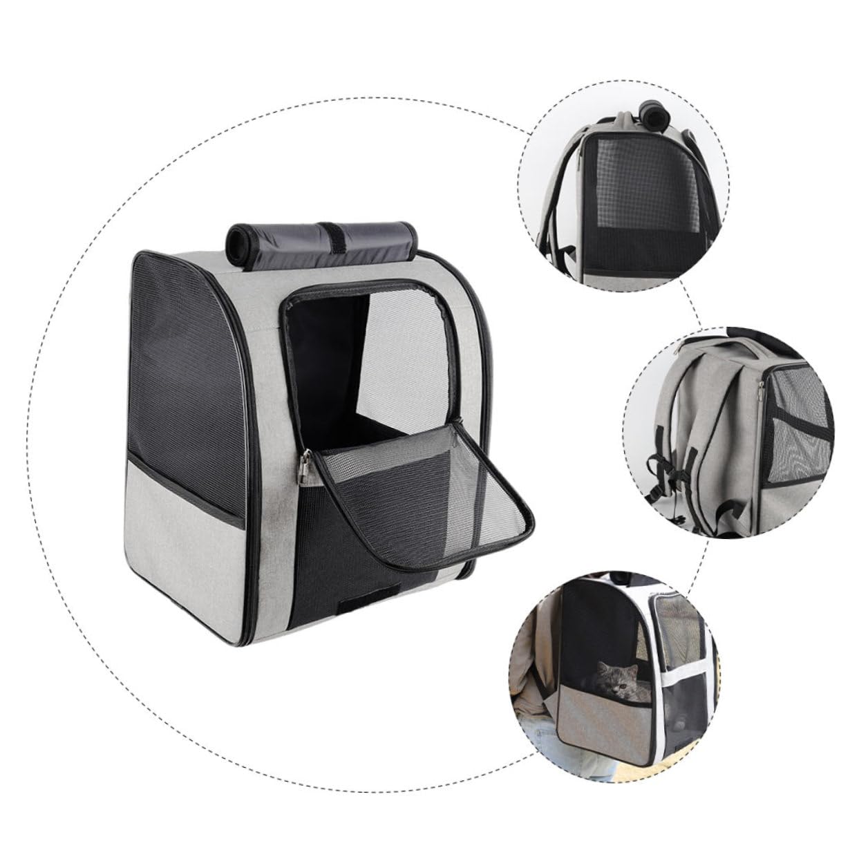Abaodam Borsa per Trasporto Traspirante per Animali Domestici Zaino Portatile per Gatti Materiale di Spallacci Regolabili Design Semplice e Generoso