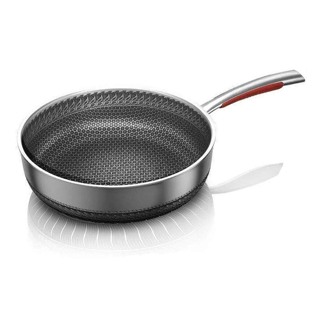 SH-chaoguo Fry Wok/Frying Pan/316 Stainless Steel Non-Stick Pan/Cooking Pan, Uncoated, (28/30cm) for Induction Cooker and Gas Stove (Size : 28cm)