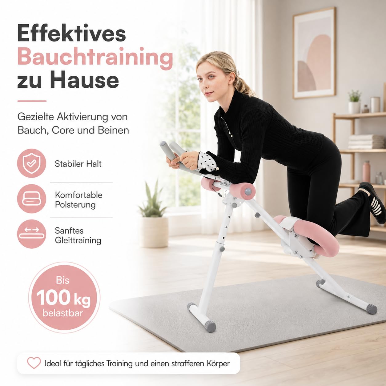 Bauchtrainer für Zuhause, Bauchmuskeltrainer Abdominalmaschine, Klappbar Bauchmuskeltraining Multifunktionale Trainingsgerät für Ganzkörpertraining mit LCD-Monitor, Home Gym Equipment