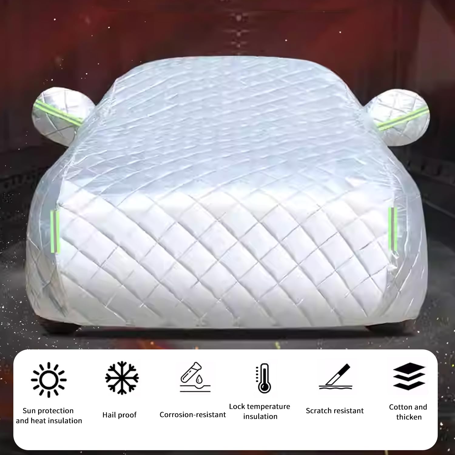 Telo Antigrandine per Auto, Copriauto Protezione con Corda Antivento, Impermeabile e Antigraffio Coperta per Berlina Sotto I 5 M (5,2 X 2,3 M)