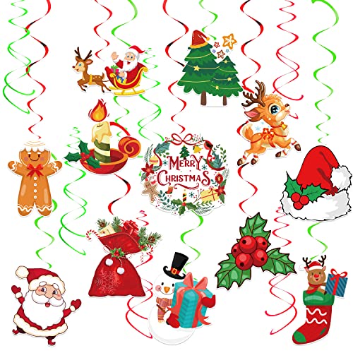 LUKDUNG Tourbillon suspendu de Noël Merry 30pcs Christmas suspension Vortex decoration, Christmas Winter Holiday Party Christmas ceiling decoration, Christmas Tree Bell Caribou Christmas vortex Cover