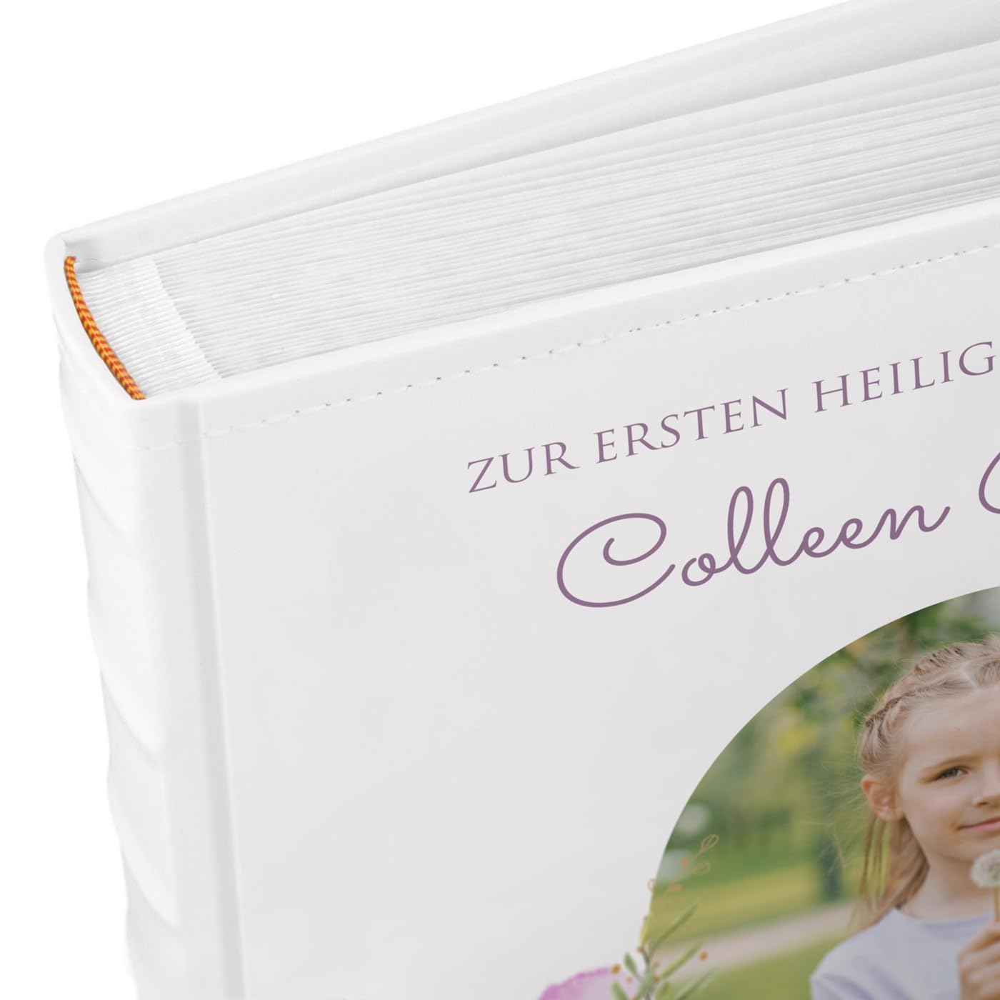 Maverton Einsteckalbum mit Aufdruck - Fotoalbum für 500 Fotos 10x15-100 Seiten - Größe: 33x33cm - Weiß - personalisierte Geschenke für Kinder zur Erstkommunion - Kommuniongeschenke