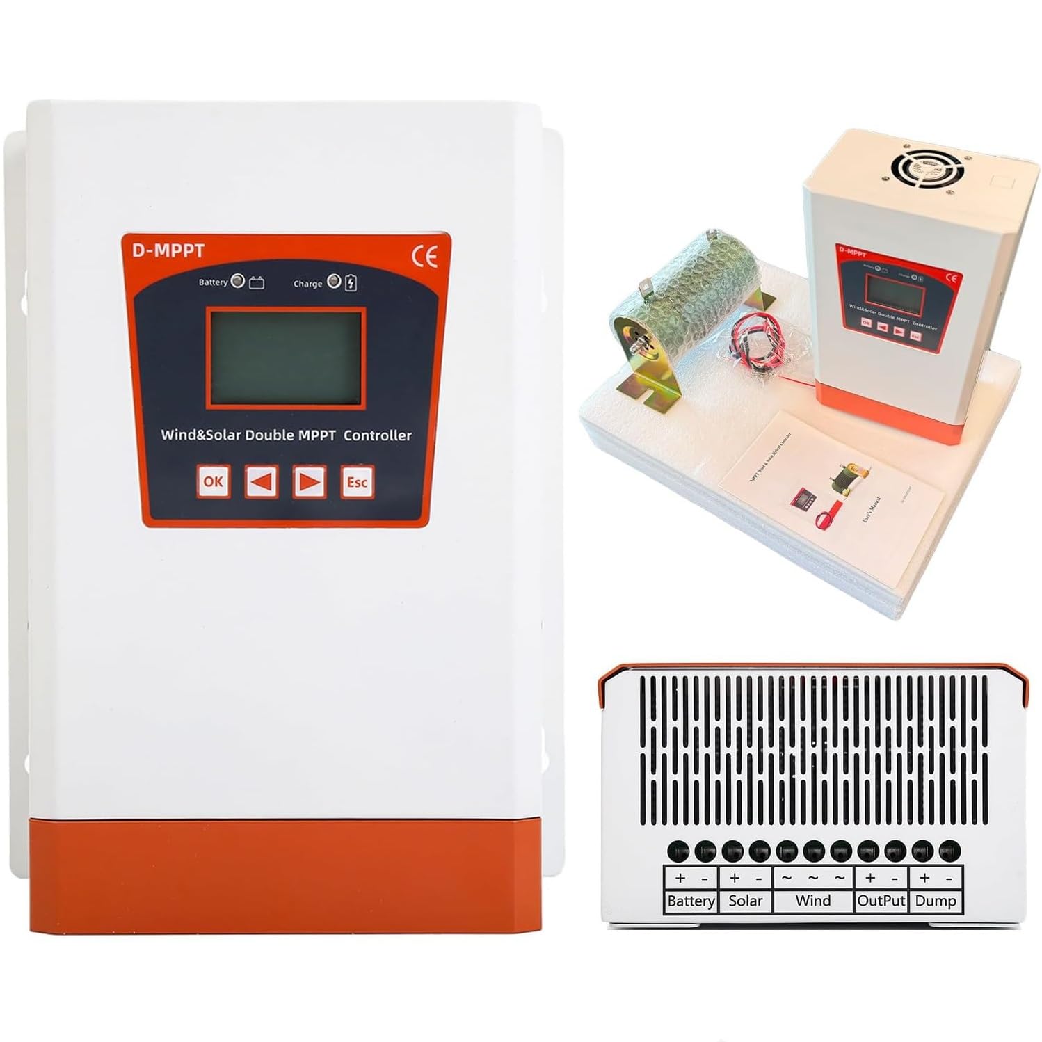 Hybrydowy Regulator ładowania Wiatrowo-Słonecznego, Podwójny Regulator Uzupełniający ładowania Mppt, Sterowanie Bluetooth, Do Akumulatorów Kwasowo-Ołowiowych,Akumulatorów Litowych(12V/24V Auto,15000W)