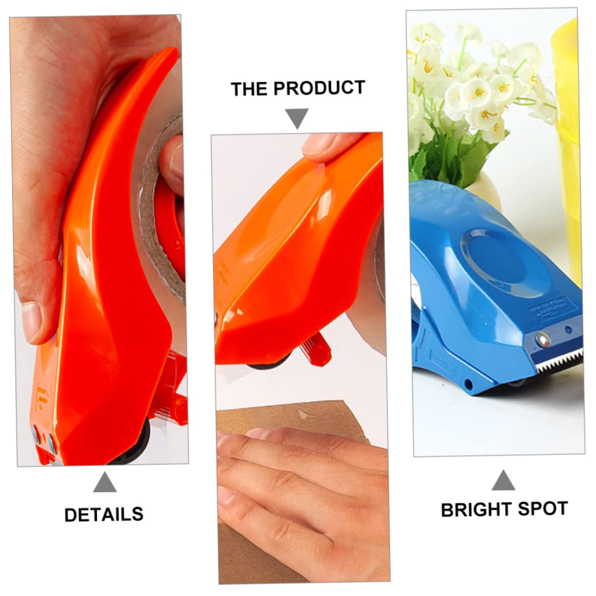 jojofuny 2 Set Dispenser Nastro Adesivo Ergonomico Per Imballaggi Cartoni Taglio E Leggero Per Nastri E Spessore Manuale Per Sigillatura Scatole 3 Pezzi * 2