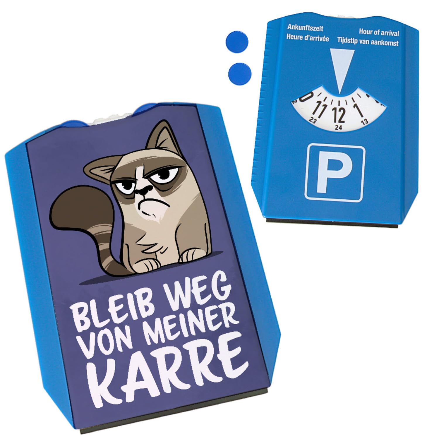 Disco Orario Con Gatto E Chip Carrello - Divertente Avviso 'Bleib Weg Von Meiner Karre' - Foto 3