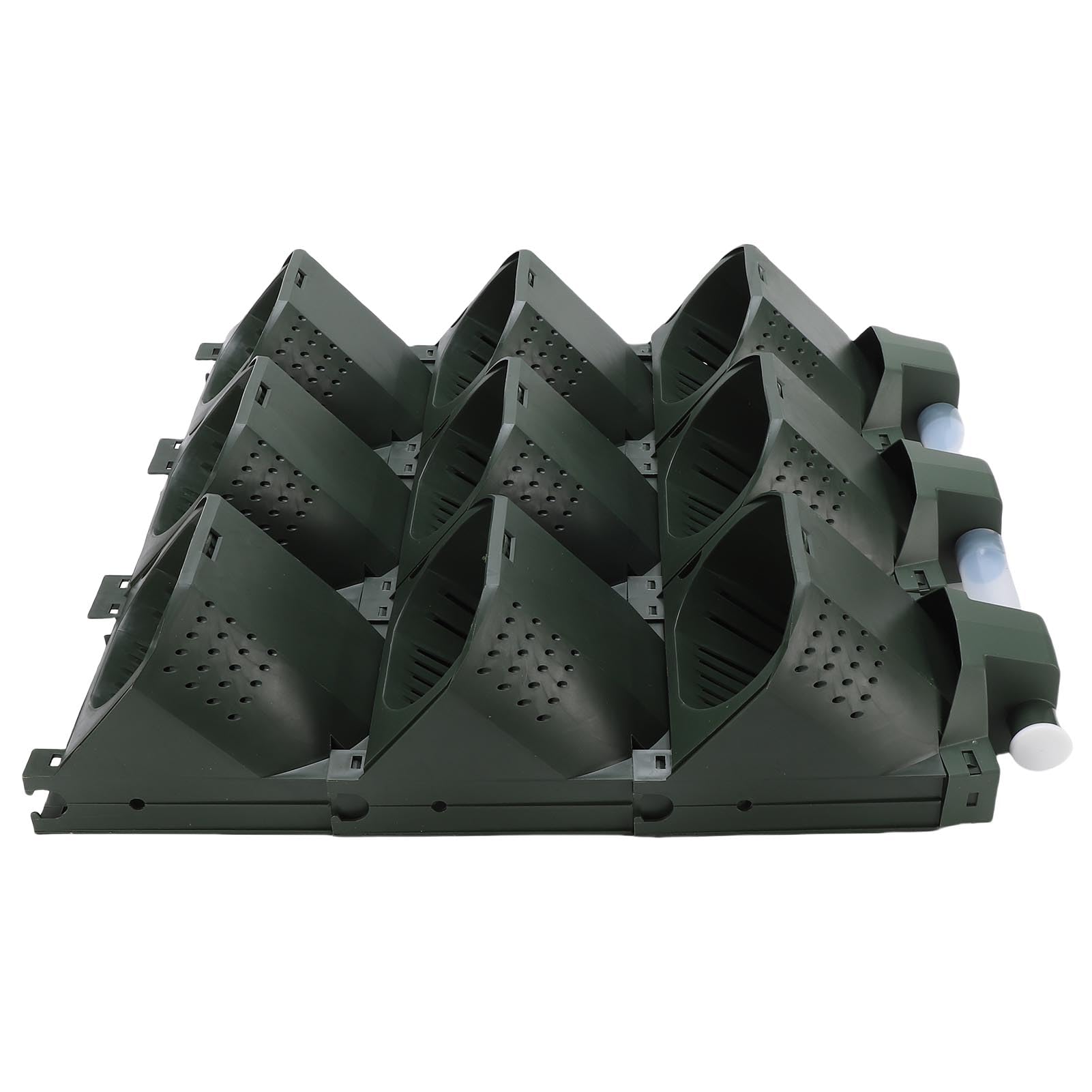 PUSOKEI Pionowe Donice ścienne z 9 Kieszeniami, Wiszący Organizer Roślin, | Wall Mounted Flower Pot Holder, PP Material, Drainage Holes, with Water Collection Trays for Vegetables Balcony Garden