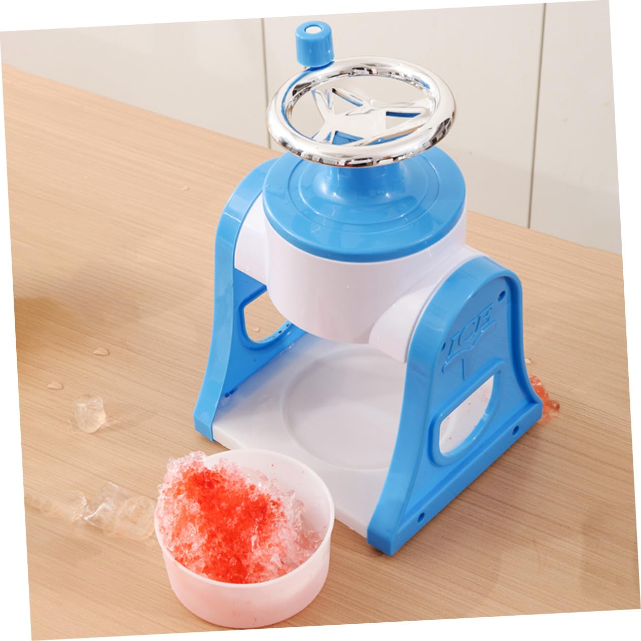 Trituradora de Hielo Manual Azul para Granizados y Raspado de Hielo Portátil de PP Desmontable y Fácil de Limpiar para Cócteles y Bebidas Frías Verano