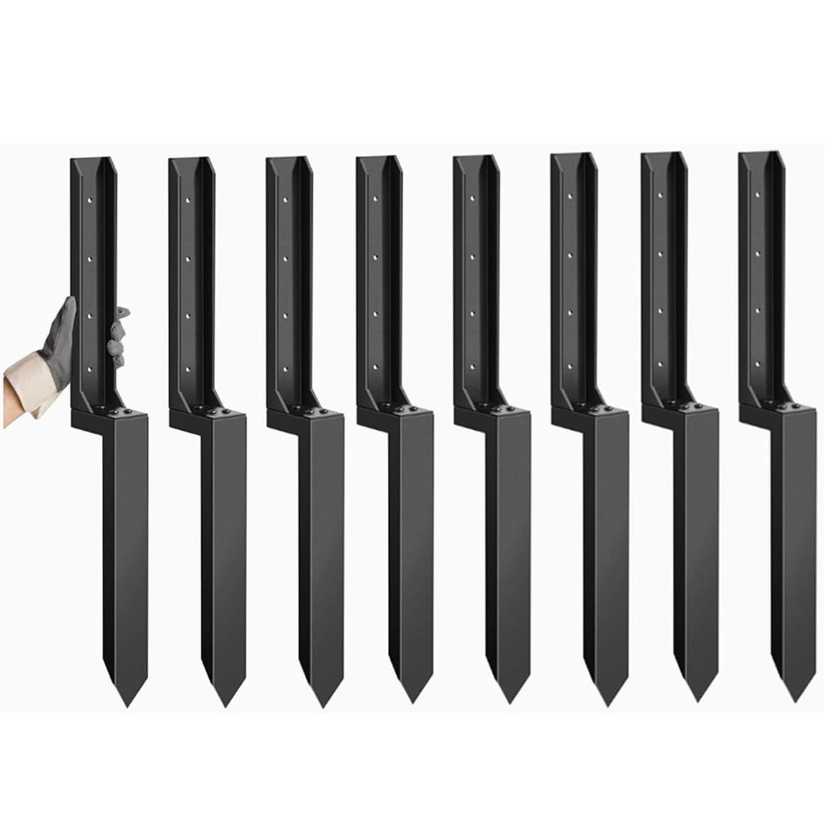Paquete de 8 Estacas de Reparación de Acero Resistente Kit de Reparación de Postes de Cerca de 80cm,Estacas de Anclaje para Reparar Postes de Madera Inclinados o Rotos