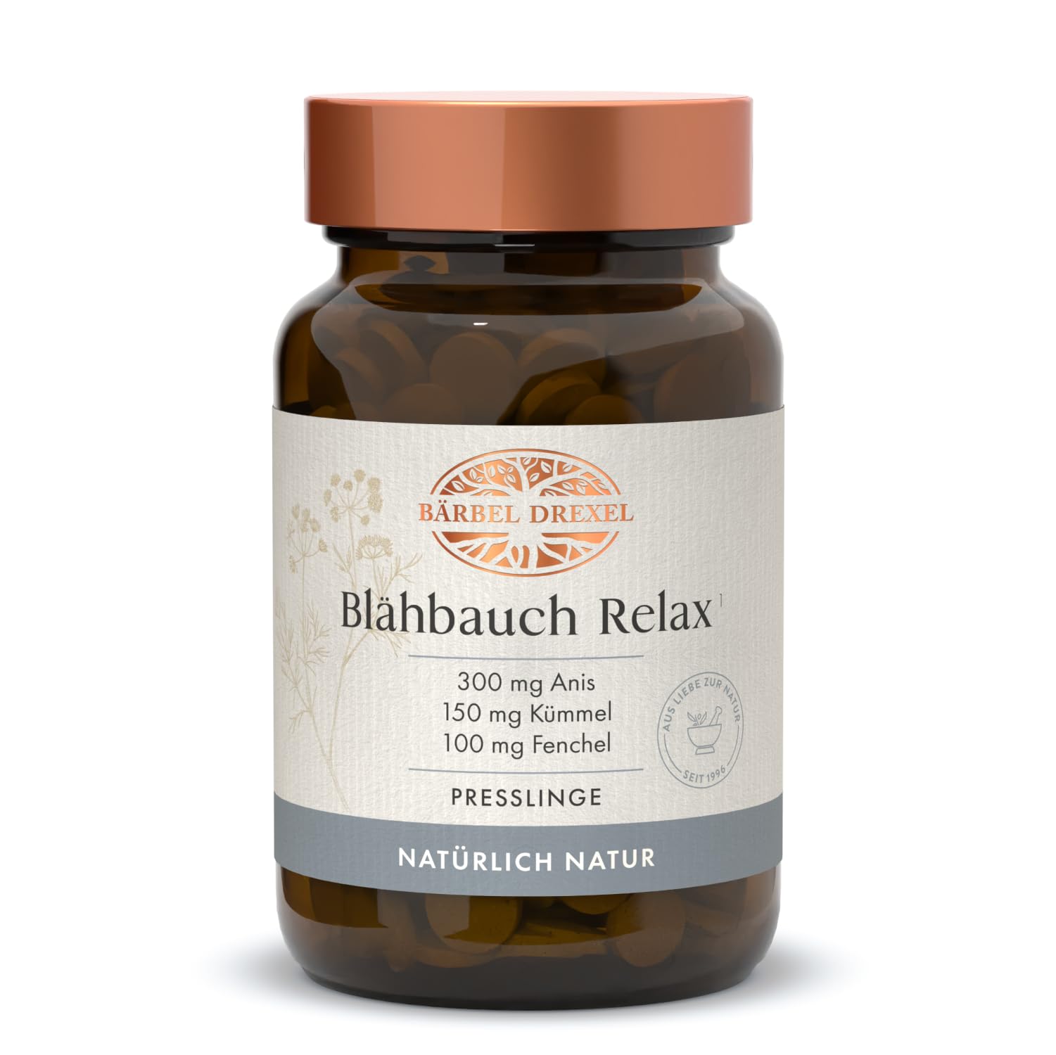 BÄRBEL DREXEL Blähbauch Relax mit Kümmel, Anis, Fenchel, Artischocken und Calcium (90 Stk) Verdauung unterstützen, Völlegefühl, Anti Blähungen Kapseln, Naturheilkunde Magen & Darm Tabletten
