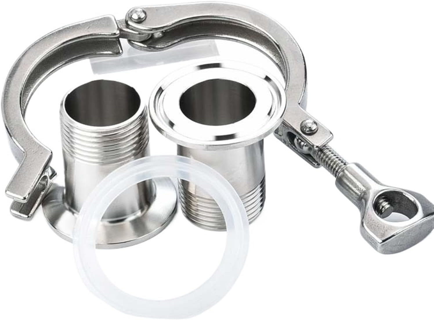 1/4“ 3/8” 1/2" 3/4" 1” 1-1/4” 2” Tri Clamp Cover Thread Ferrule Adapter Stainless Steel SS304 with Sillicon Gasket Pipe Fitting (Size : DN25 x Ferrule 50.5)