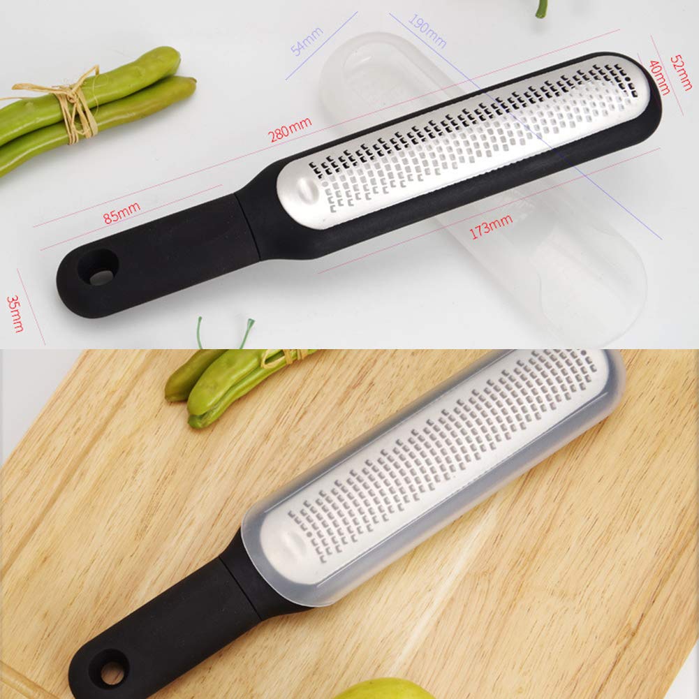 ArinkO Râpe et zesteur Robuste en Acier Inoxydable Noir Essentiel de Cuisine Polyvalent pour Le Fromage, Le Citron, Le Chocolat et Plus Encore avec Une poignée Confortable