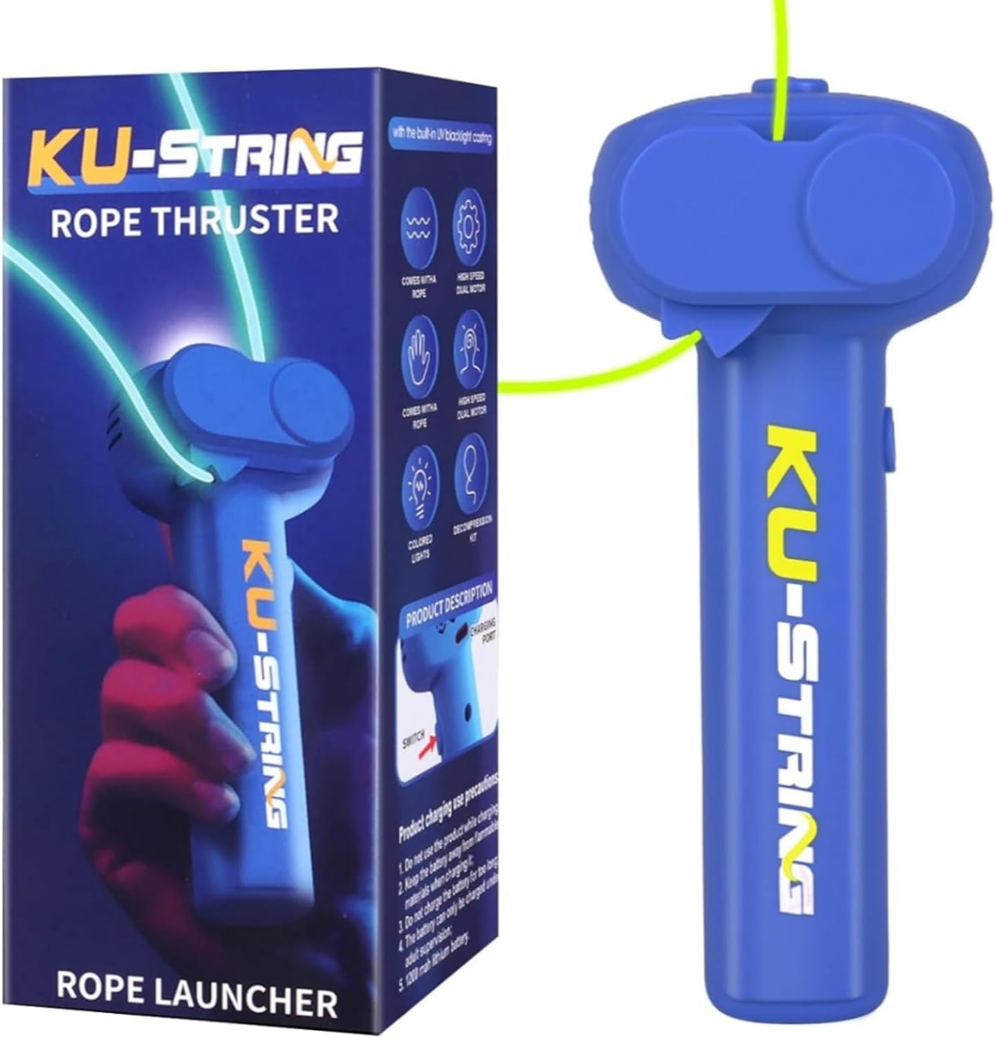 Lasso String Shooterm, Lasso String Shooter for Kids Rope Launcher Propeller, Glow in The Dark Lasso, Game Shooter String Toy