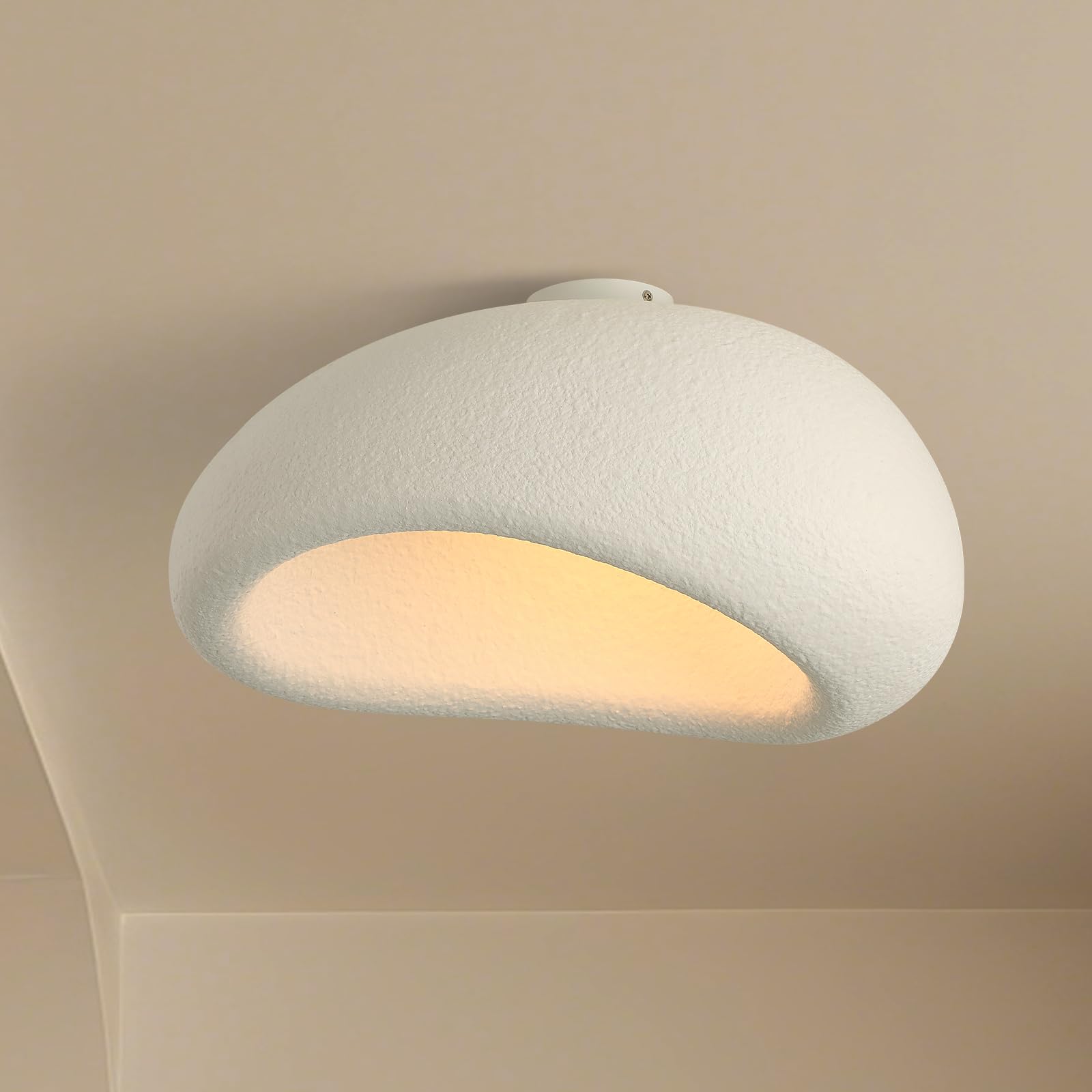 Hvkvhvy White Modern E27 Ceiling Lights, Japanese Style Wabi-Sabi Dining Room Chandelier, Lampshades For Ceiling Lights For Bedroom Dining Room Living Room Hallway Ceiling Lighting,50Cm
