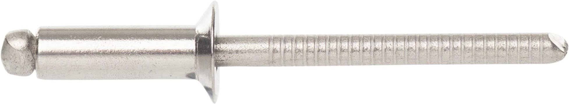 3.2mm x 8mm A2 Stainless Steel Countersunk Open Blind Pop Rivets - 50 Pack