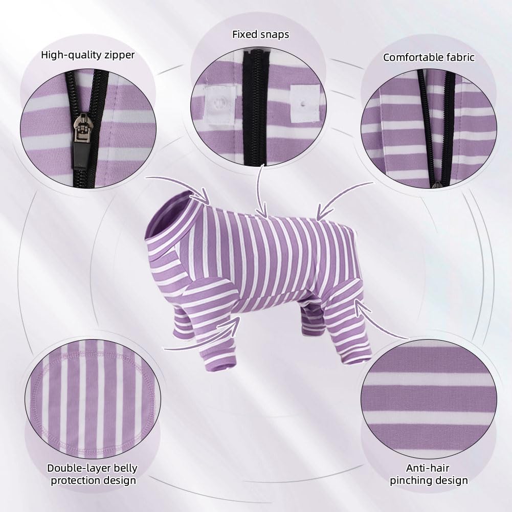 Adiwo Dog Recovery Suit, Surgical Recovery Suit for Dogs Cats After Surgery Striped Post Surgery Dog Onesie Spay Suit - Image 3