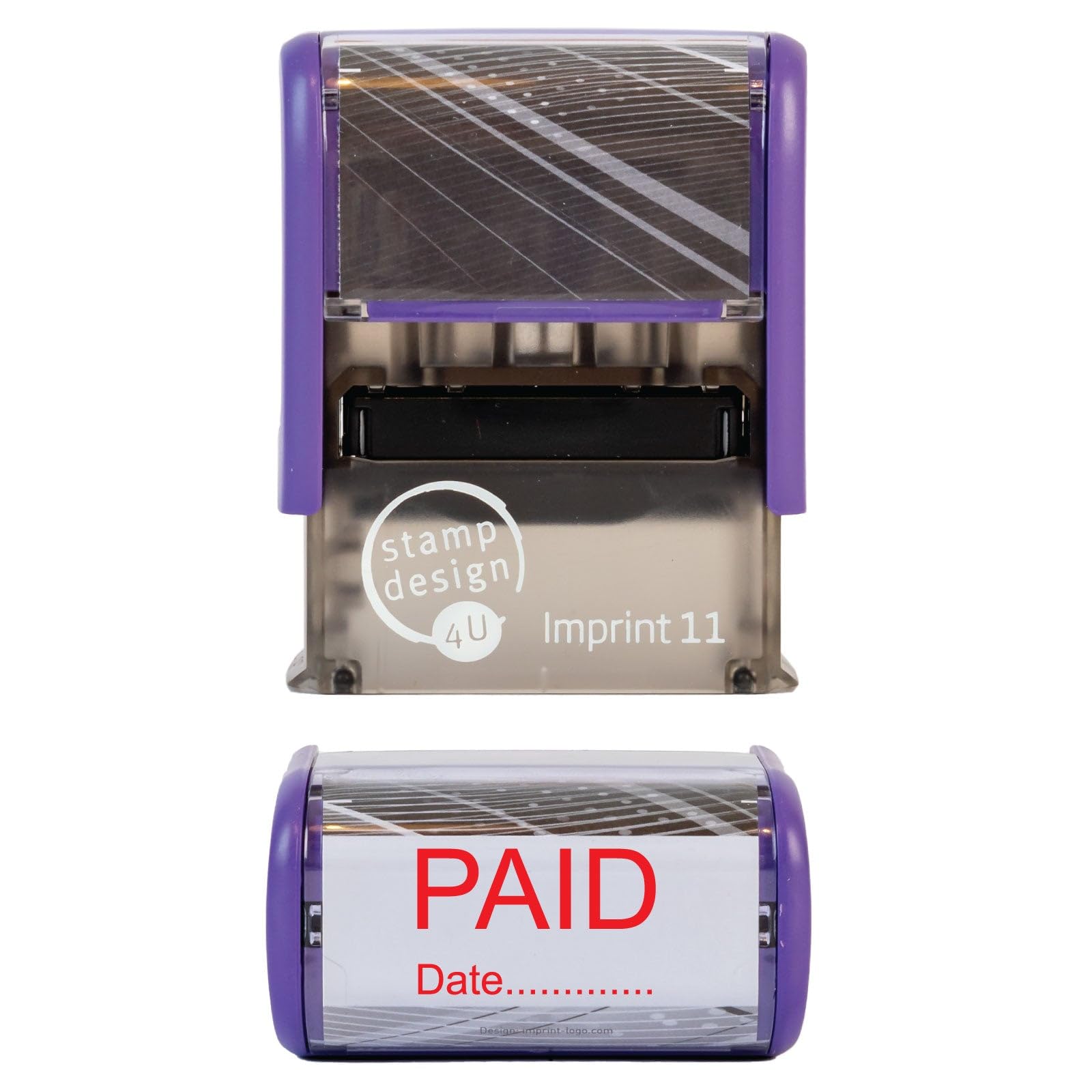 Paid with Date Rubber Stamp Self Inking- SD4U Imprint 11 38 x 14mm - Capital Bold Lettering to Ink Your Documents
