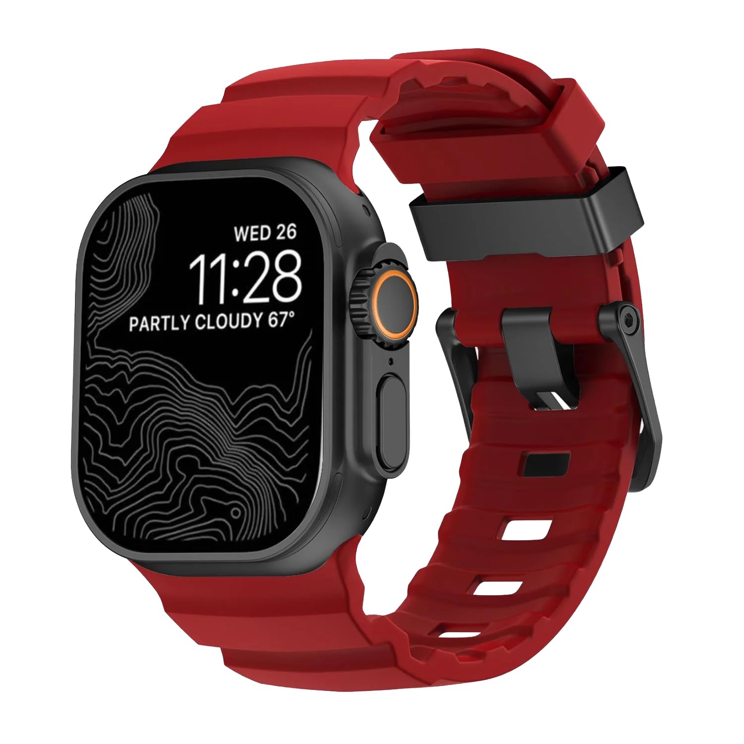 Rocky Point Adventurous Rugged Silicone Watch Strap Band Compatible with 42/44 / 45/46 / 49mm Bands With Titanium Metal Buckle For Apple Watch ultra 3 2 11 10 9 8 7 6 5 4 SE 3-image-4