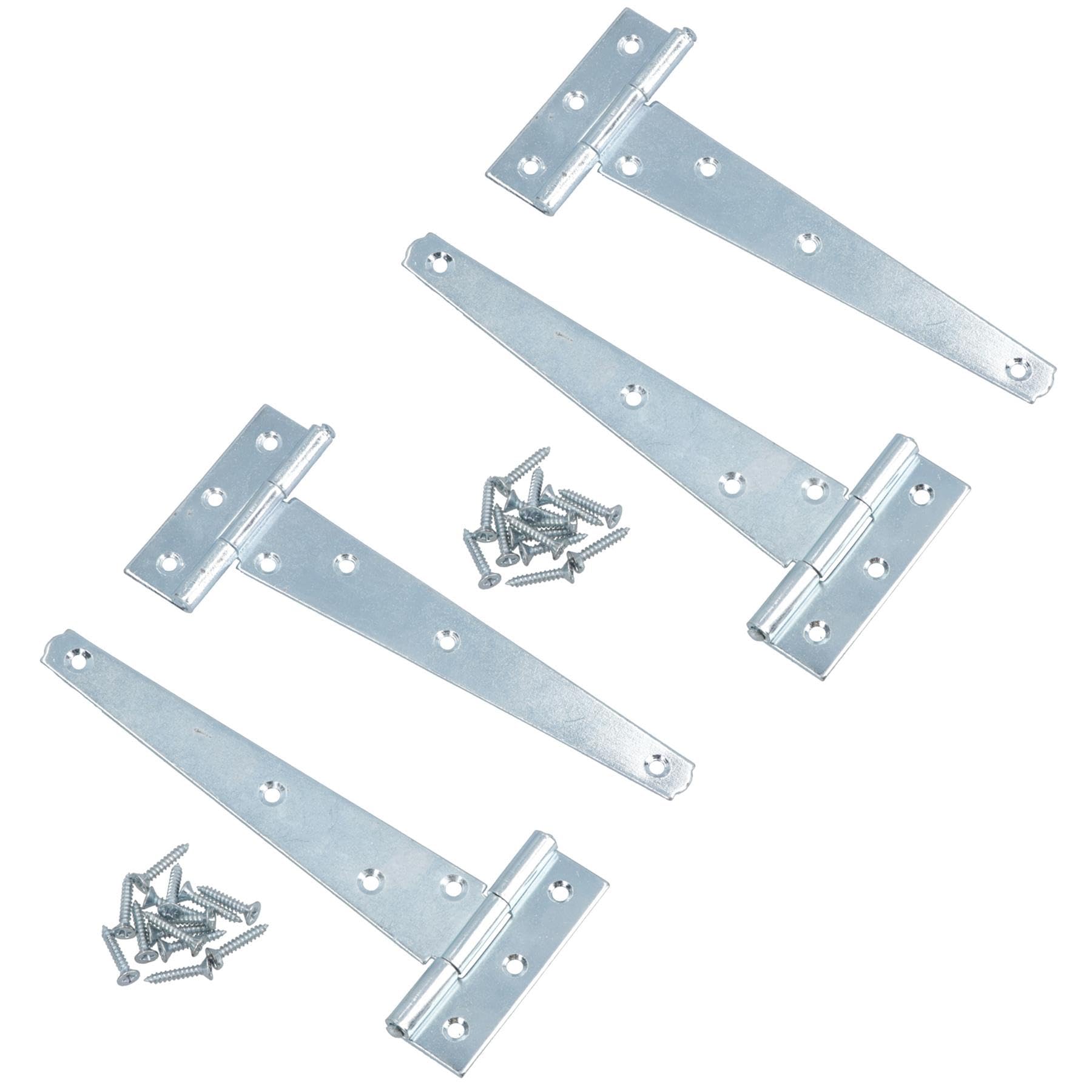 6in / 152mm Heavy Duty T Tee Hinges for Shed + Garden Gates Zinc Plated 4pc