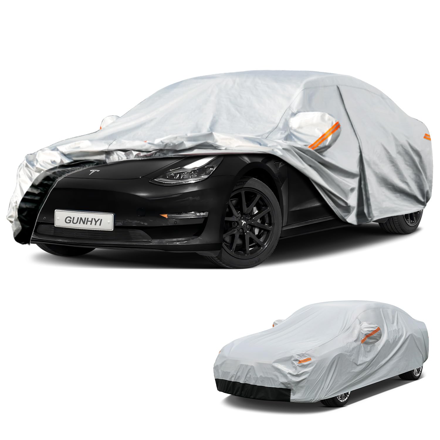 GUNHYI 6 Layers Car Cover Custom Fit Tesla Model 3 (2017-2026) Waterproof All Weather, Heavy Duty Outdoor Snow Sun Rain Uv Protection (Ships from US Warehouse, Delivery 3-8 Days)