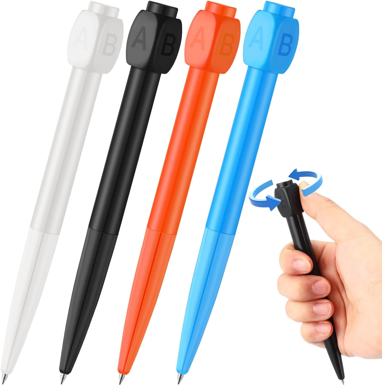 4 Pcs Fidget Spinner Pens Decision Maker Ballpoint Pens with Rotation Cap Relief Stress Anxiety Back to School for Student Office School Gift Supplies