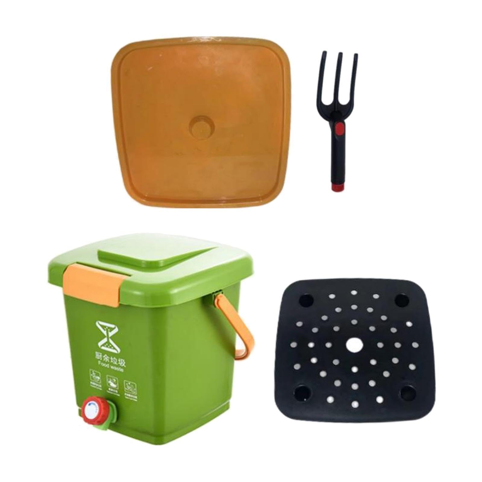Seau Compost Cuisine Seau Poubelle Compost Intérieur Bac Déchets Cuisine Poignée Robuste Multifonction Filtre Amovible Adapté à La Gestion des Déchets, s