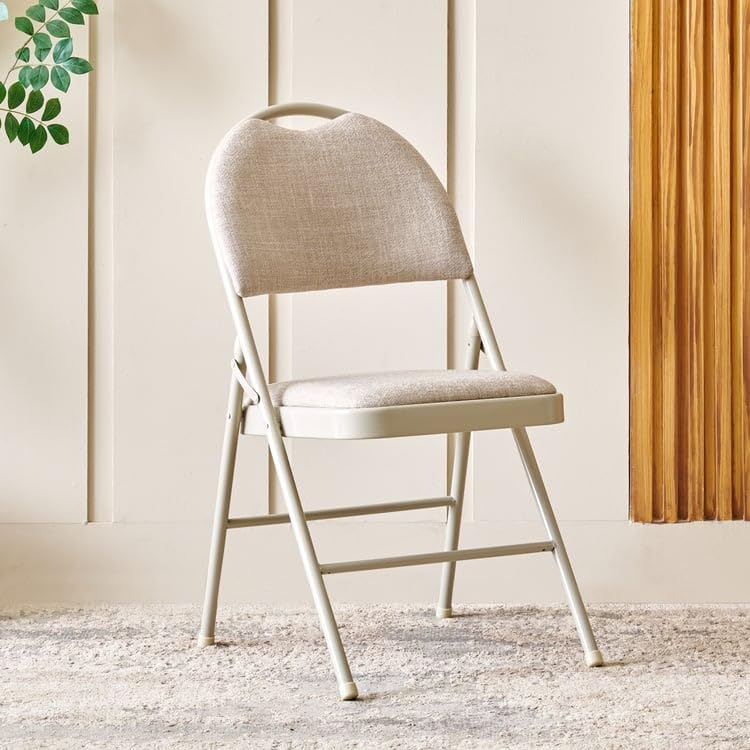 Image of Home Centre | Russel Fabric Folding Chair | Metal Frame, for Home | Beige | 6 Months Warranty