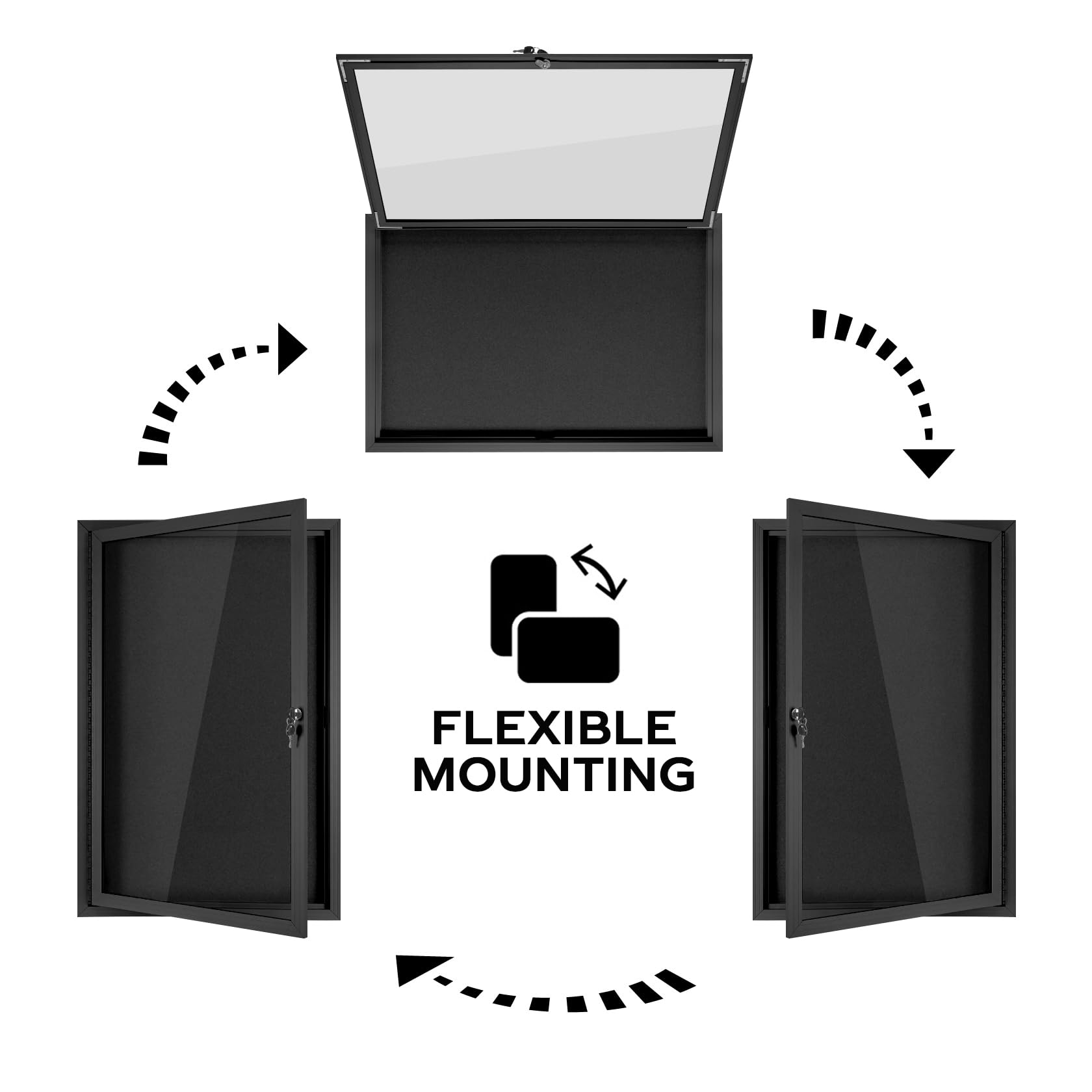 INNOVART Enclosed Bulletin Board 48" X 36", Lockable Fabric